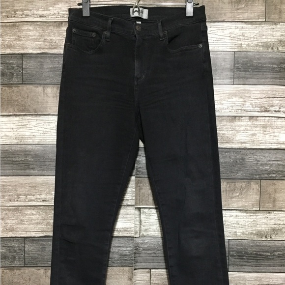 Agolde Sophie Jeans Women’s 28 Black Gray (Inseam 28) Raw Hem High Rise Stretch - Picture 5 of 10